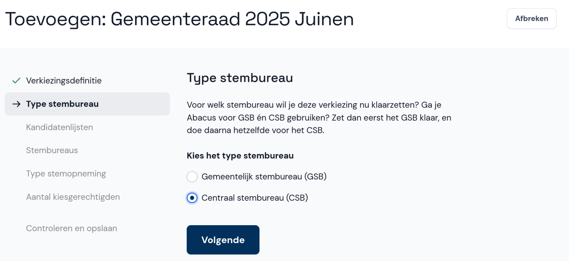 Rol van het stembureau selecteren