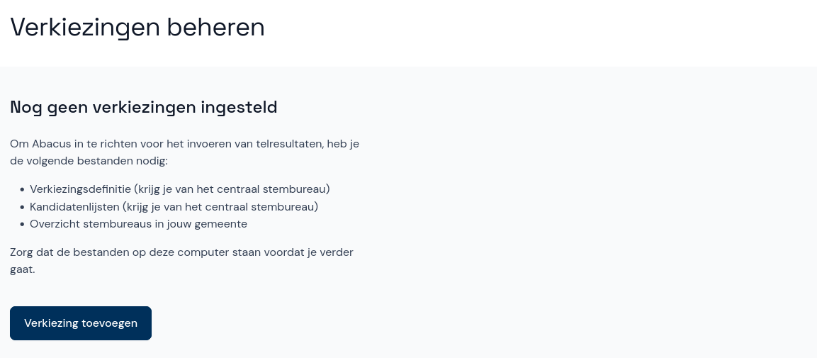 Verkiezingen beheren - Verkiezing toevoegen