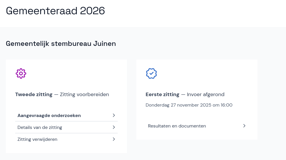 Nieuwe zitting naast vorige zitting