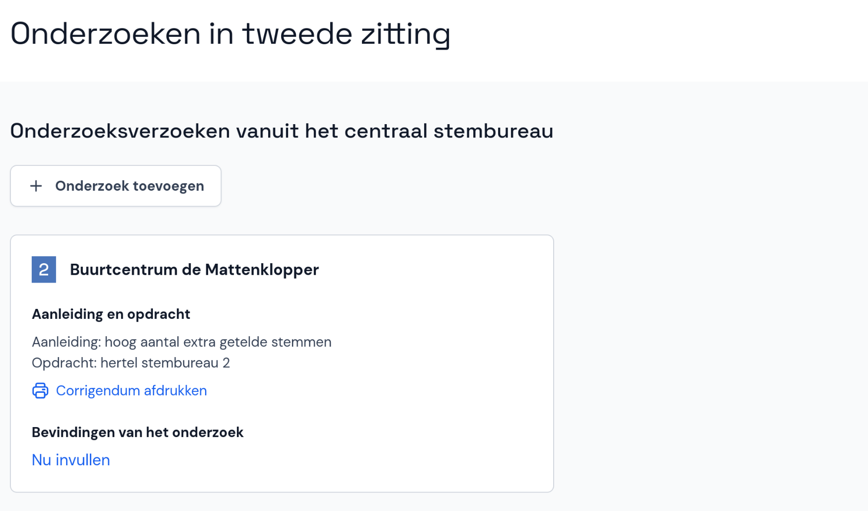 Overzicht van onderzoeken