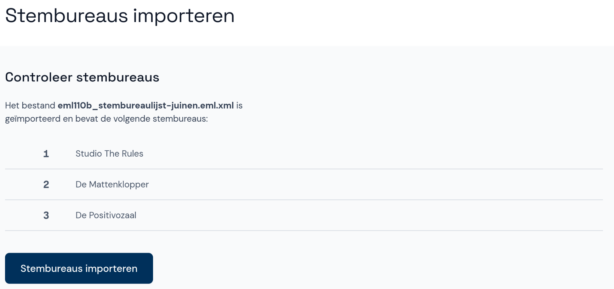 Stembureaus importeren - bevestigen