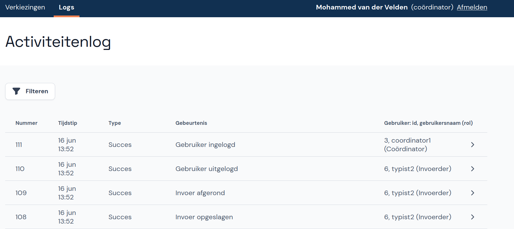 Activiteitenlog