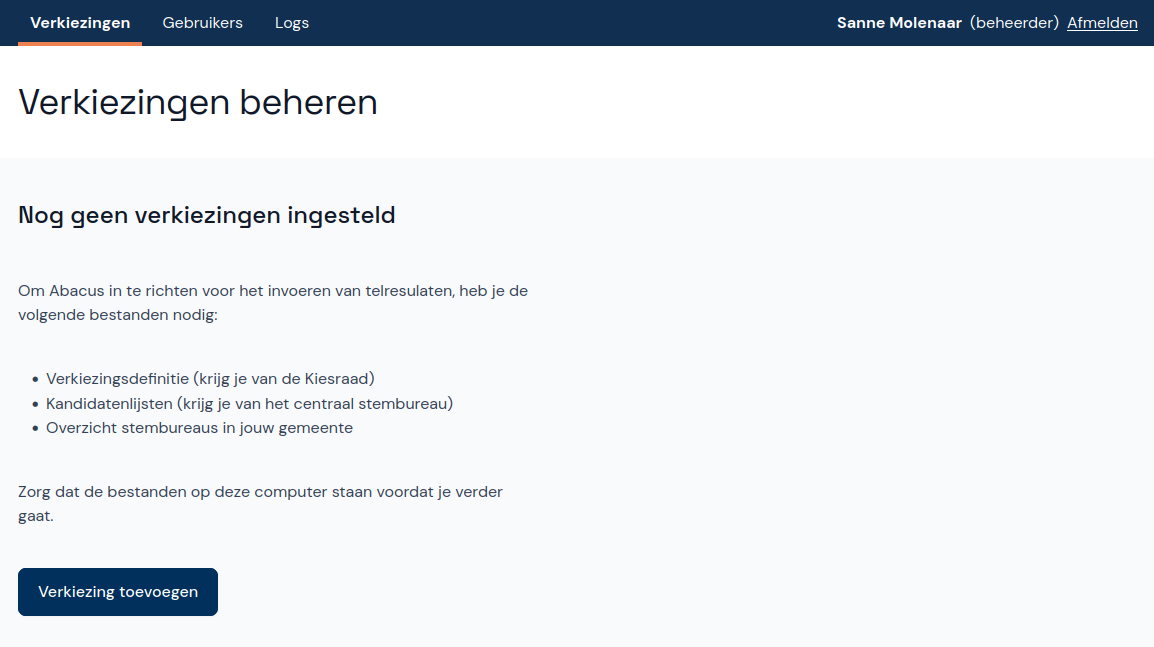 Verkiezingen beheren - Verkiezing toevoegen