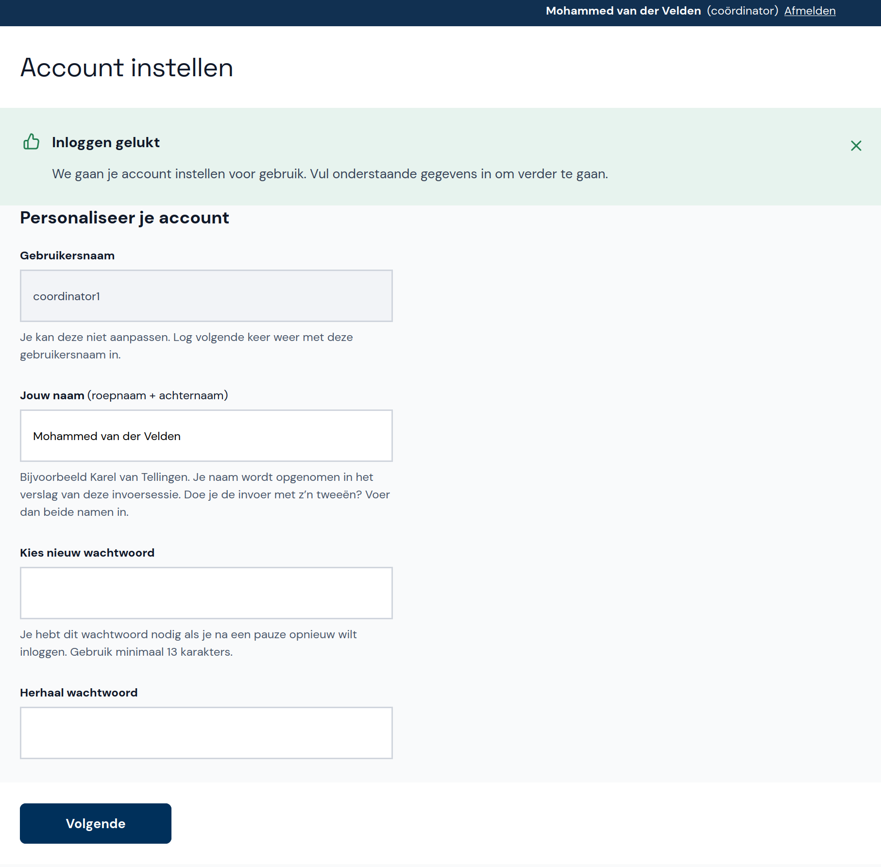 Account instellen