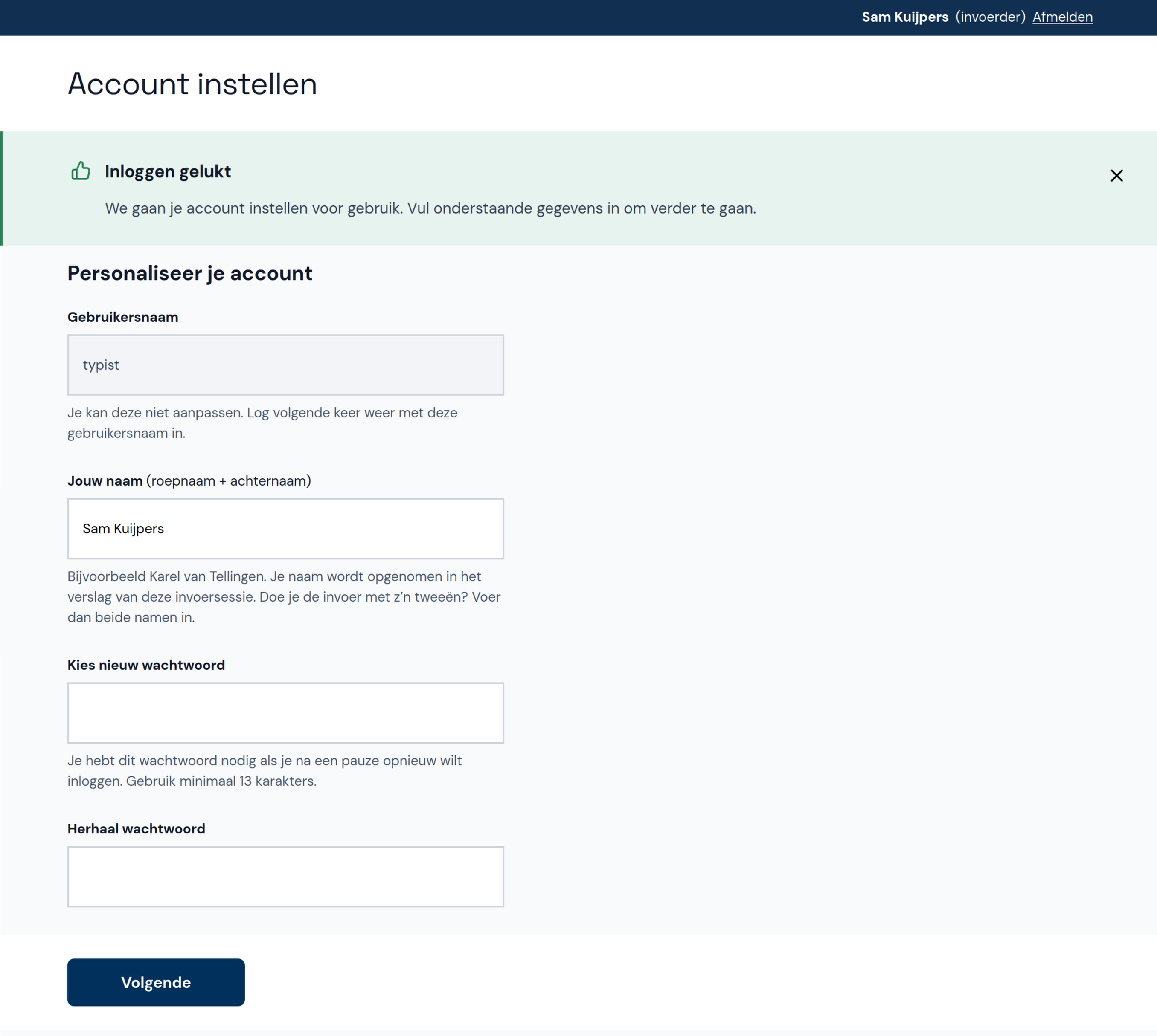Account instellen
