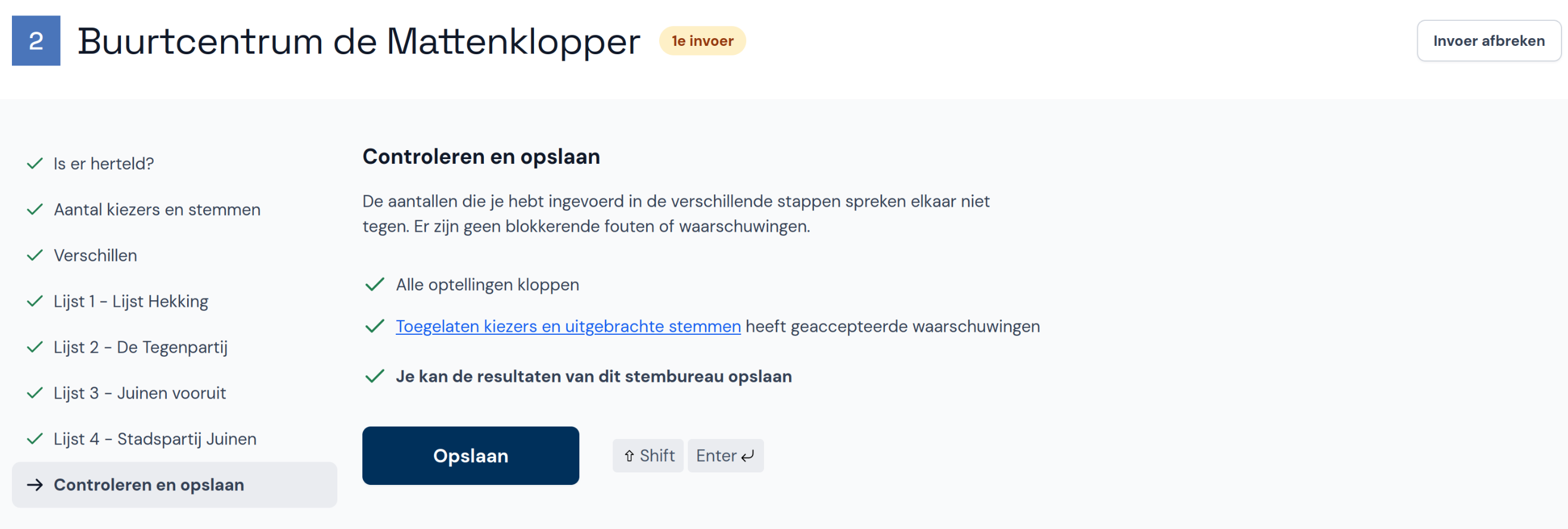 Controleren en opslaan
