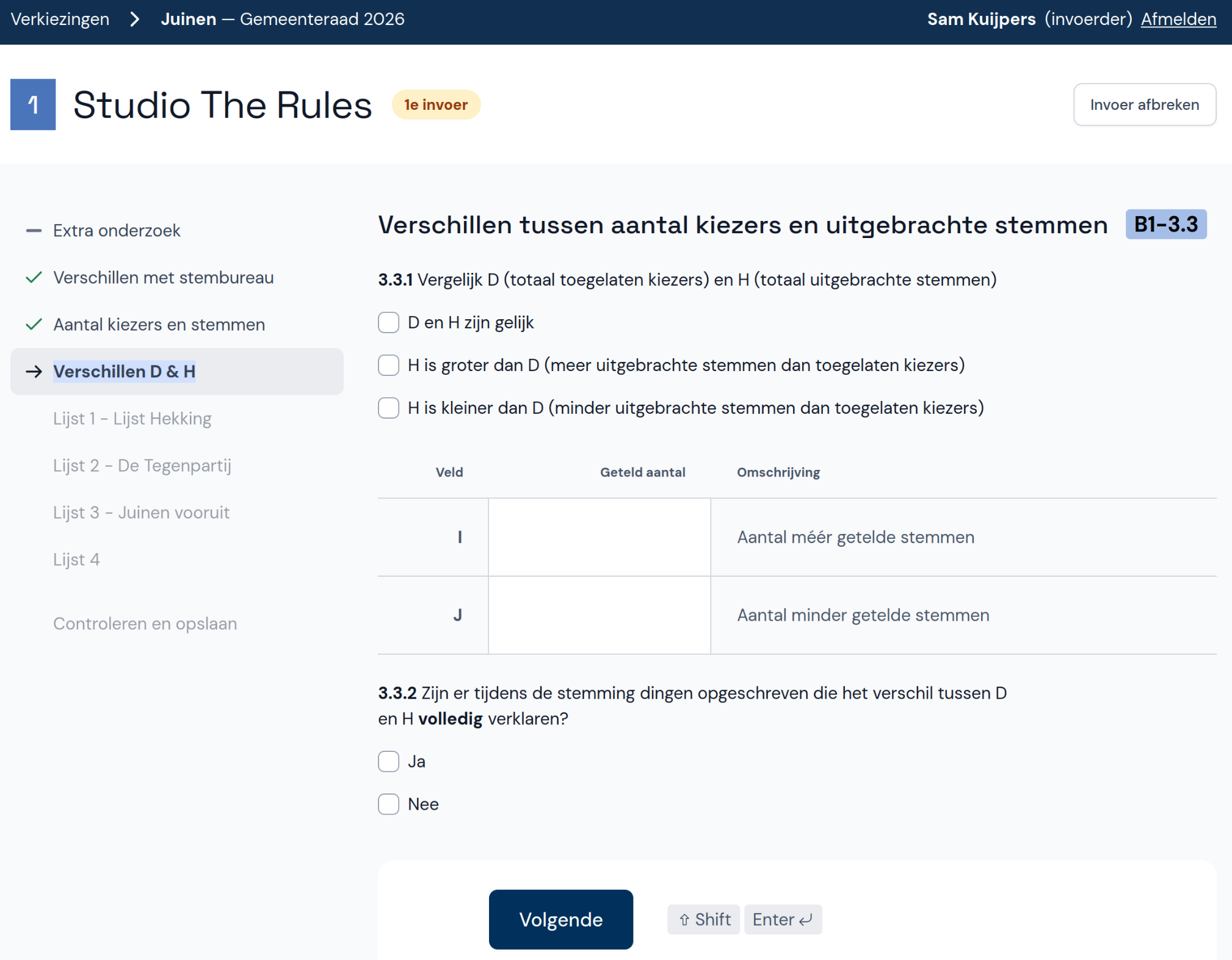 Verschillen tussen toegelaten kiezers en uitgebrachte stemmen