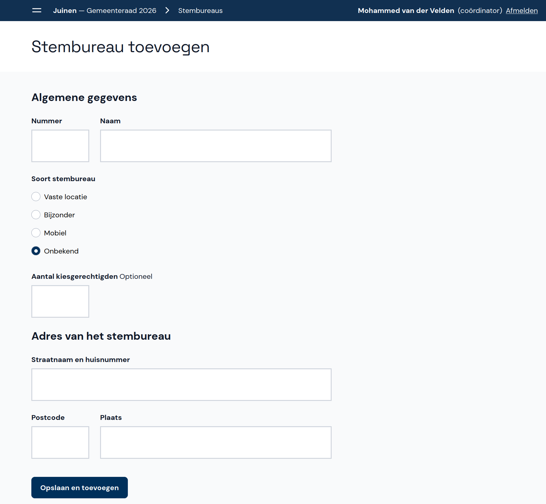 Stembureau toevoegen