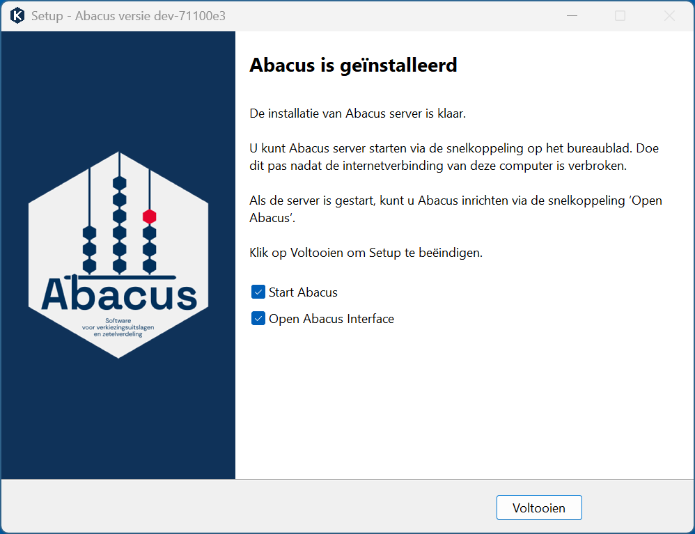 Installatieprogramma voltooien