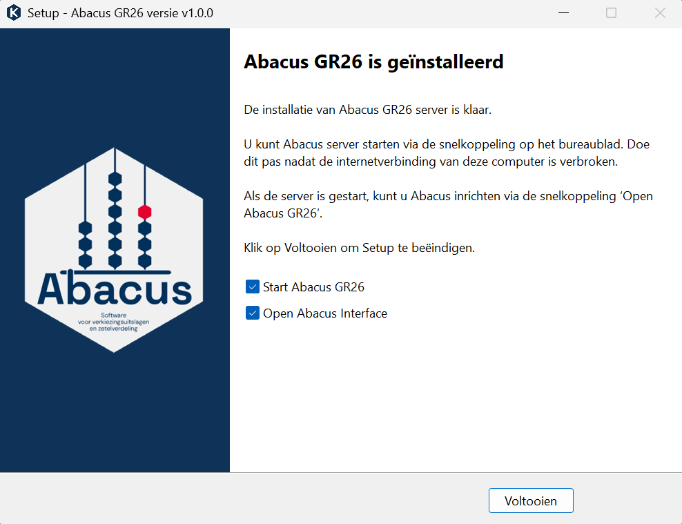 Installatie voltooid