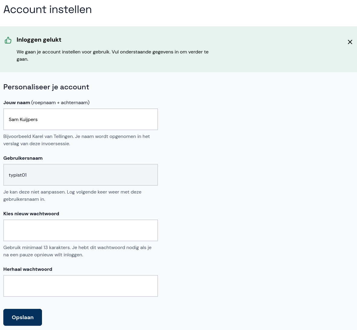 Account instellen