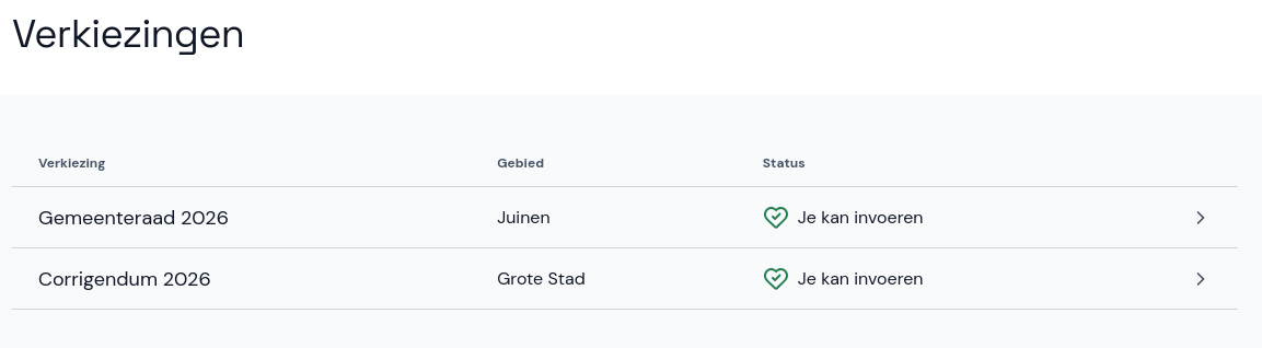 Verkiezing selecteren